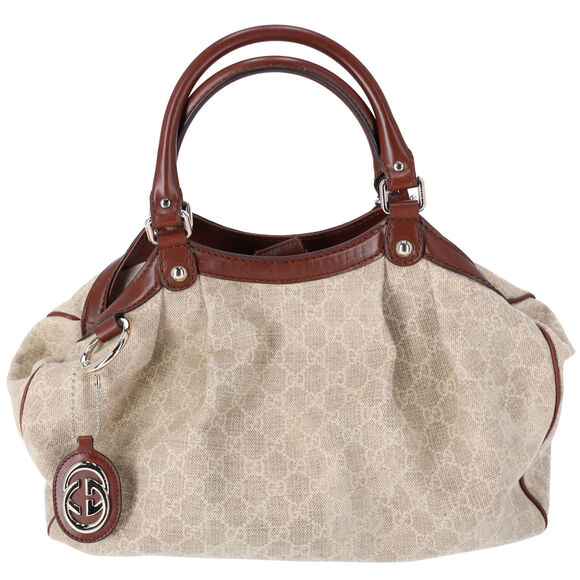 GUCCI GG Canvas Sukey Tote Interlocking G Sand Jacquard Multi